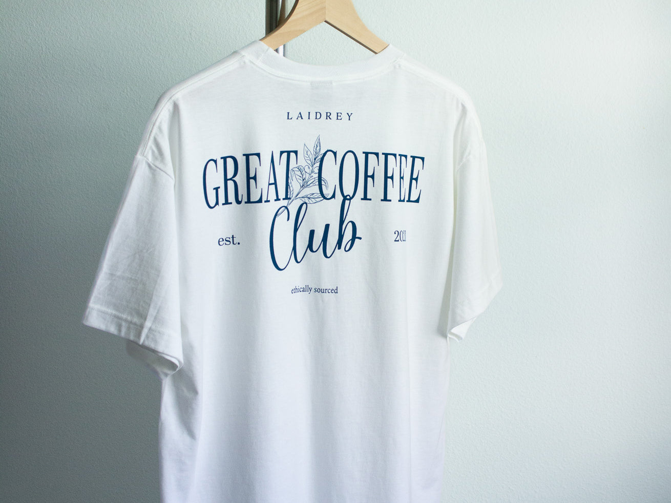 Crew Neck T Shirt Coffee Club T-Shirt Back Close