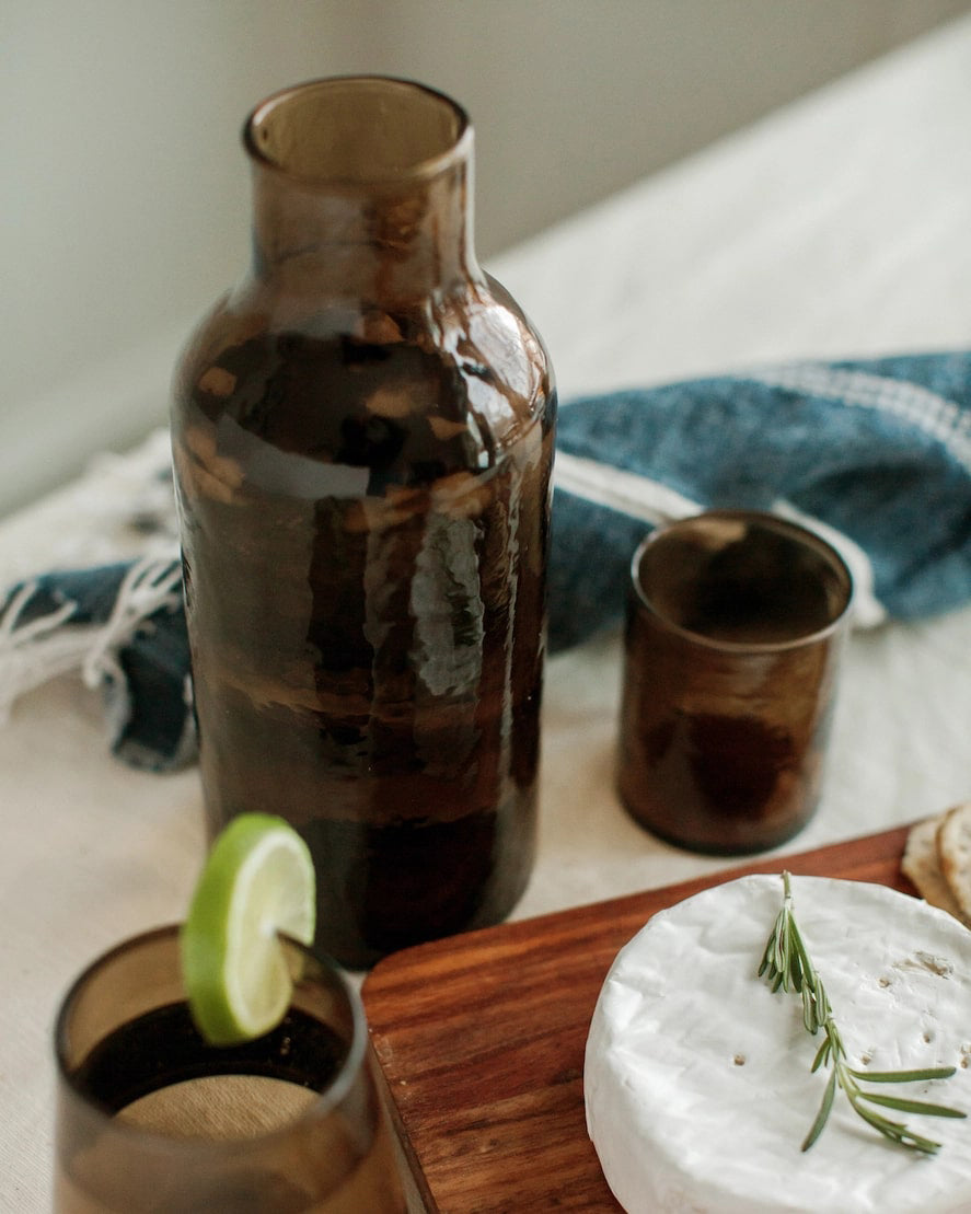 Glass Carafe - Handblown Hammered Glass Carafe