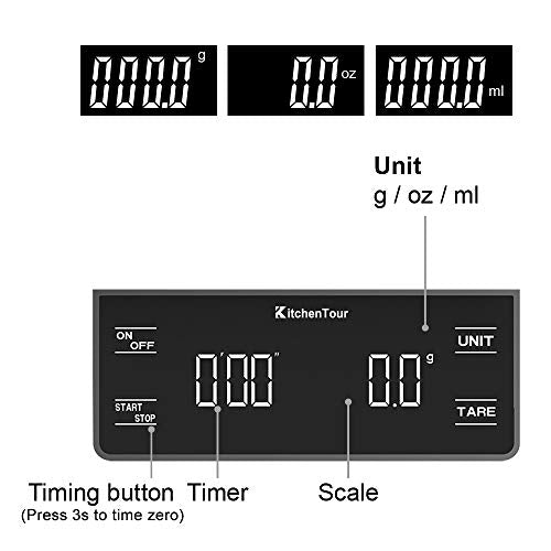 KitchenTour Coffee Scale with Timer —High Precision Pour Over Drip Esp –  Laidrey